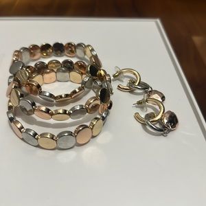 3 bracelets and 1 pair of earring